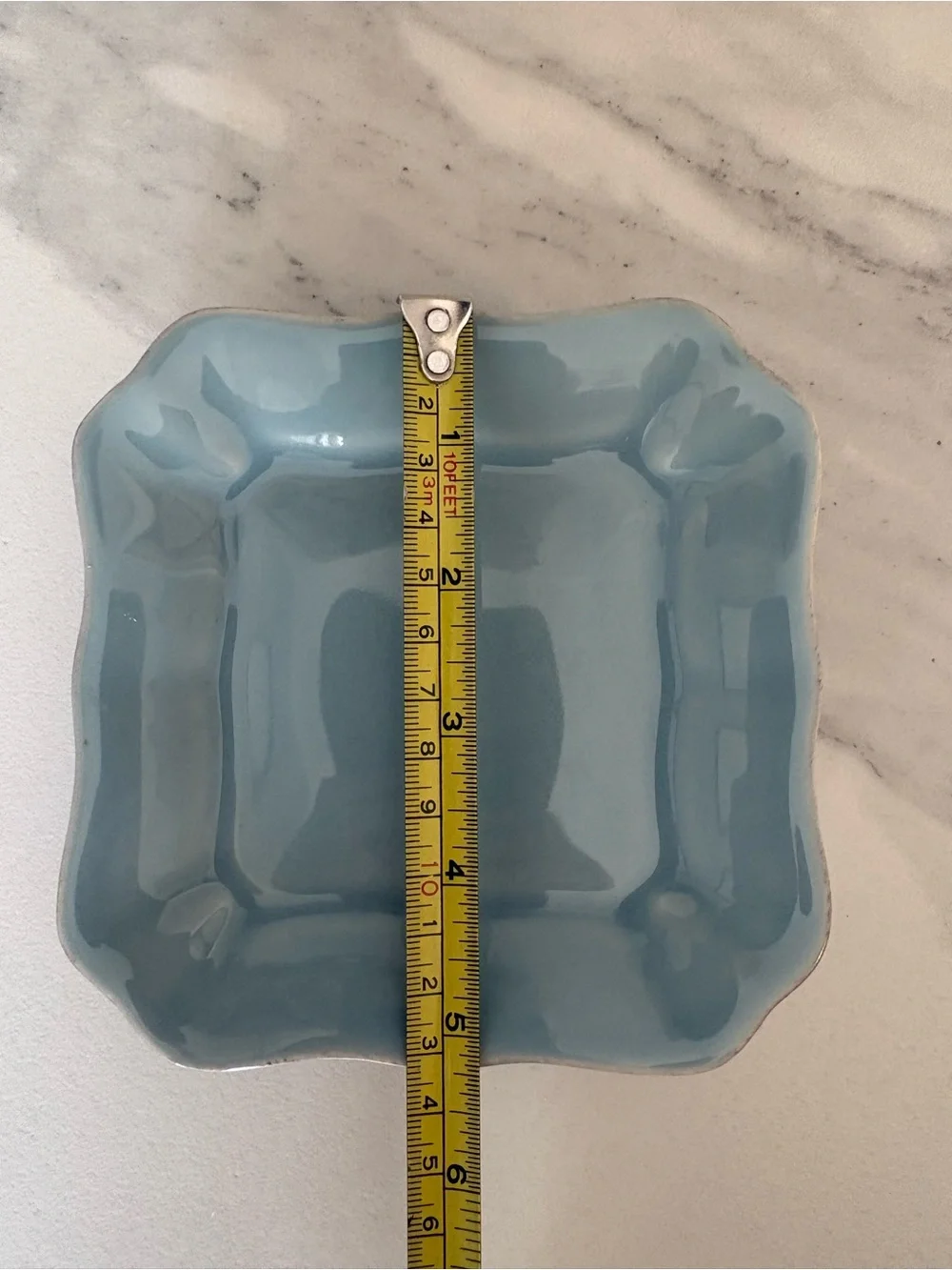 Pottery Barn Cambria Turquoise Blue Square Tidbit/Appetizer Plates - Set of 3